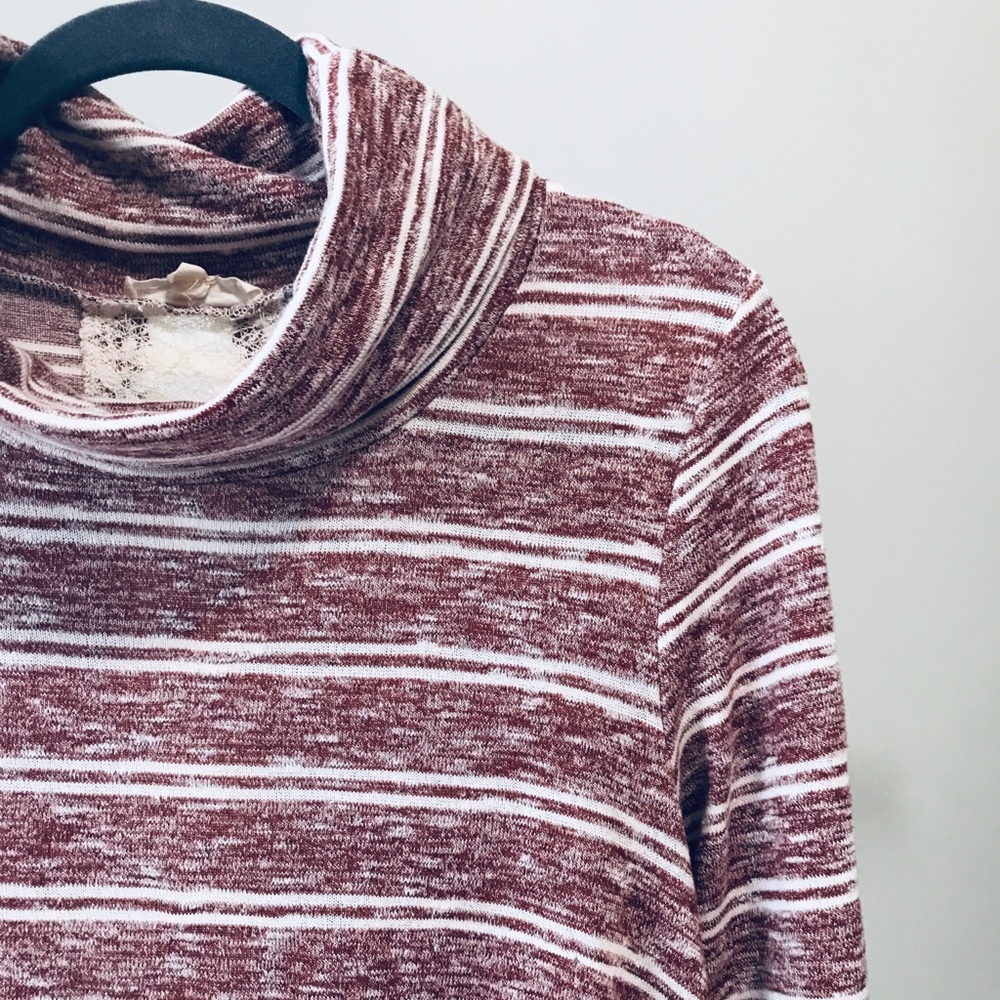 COPY - HEM & THREAD | Red & Cream Striped Sweater w/ Lace